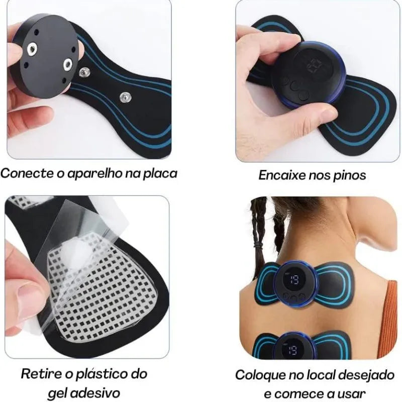 Mini Massageador Elétrico EMS: Alívio Instantâneo para Dores Cervicais!