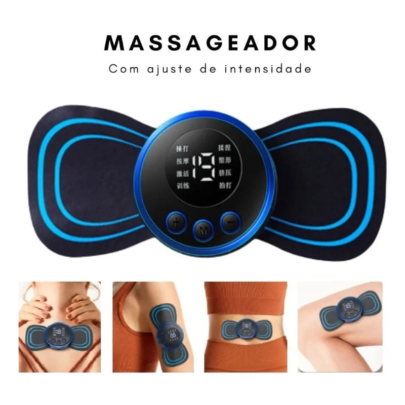 Mini Massageador Elétrico EMS: Alívio Instantâneo para Dores Cervicais!