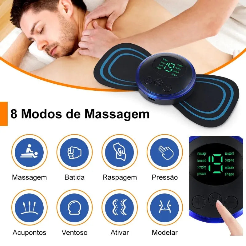 Mini Massageador Elétrico EMS: Alívio Instantâneo para Dores Cervicais!